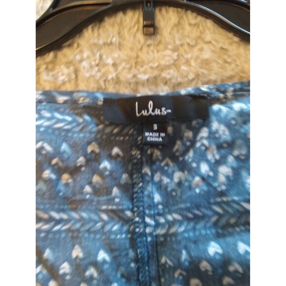 Lulus Blue & White Top Small Nwt Tassel Feminine ruched Boho Cottage Core - Picture 9 of 11